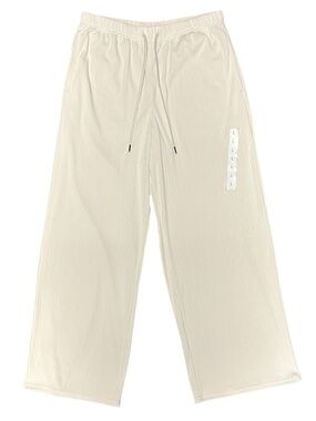 GU Women Ribbed Pull-On Cropped Pants Size L Natural